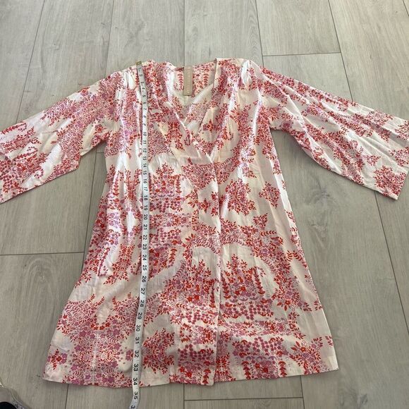 Plum Pretty Sugar XS Floral Paisley Pink Lightweight Cotton Belted Kimono Robe - Picture 2 of 6